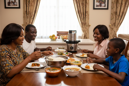African family dinner with fufu