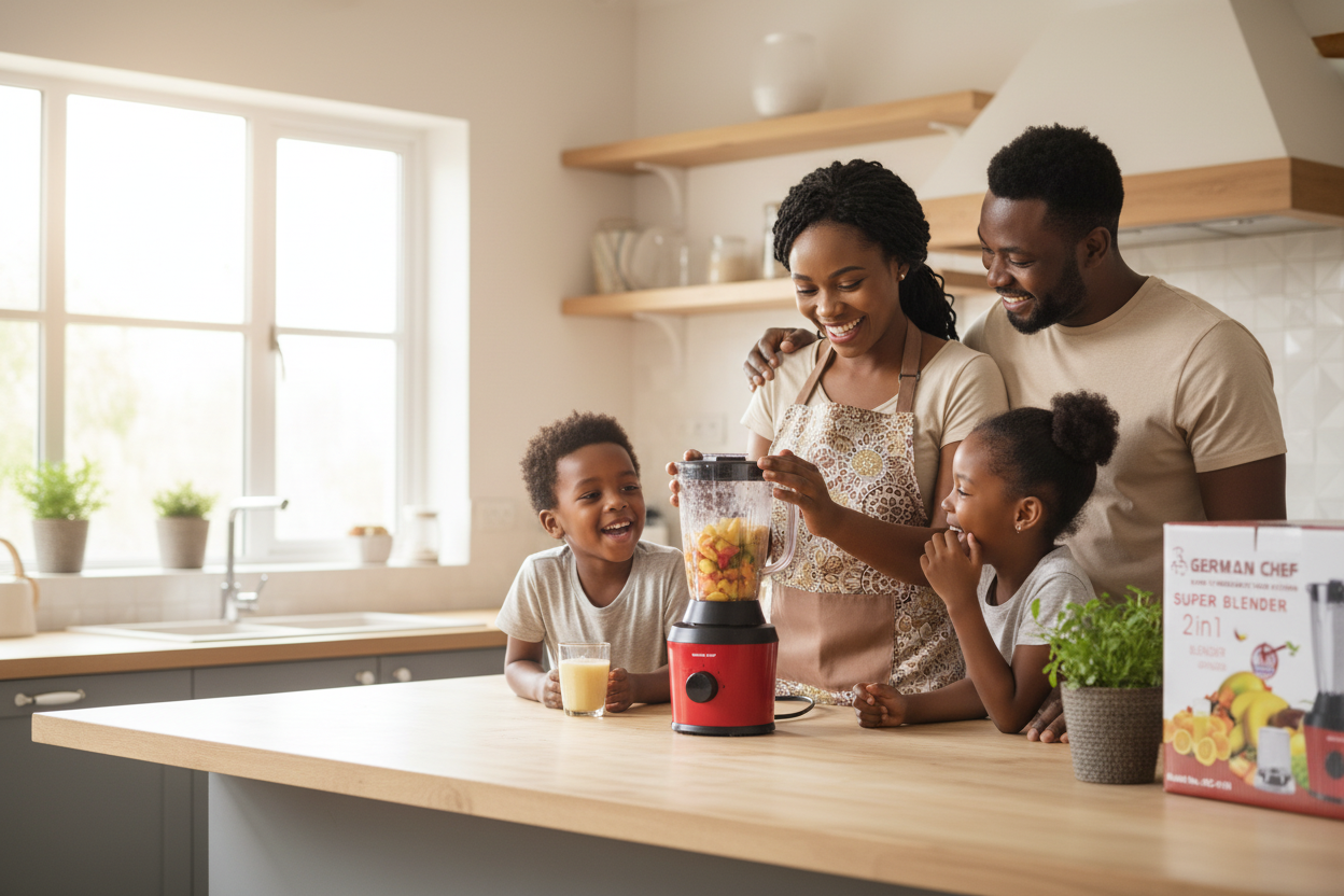 African family using blender