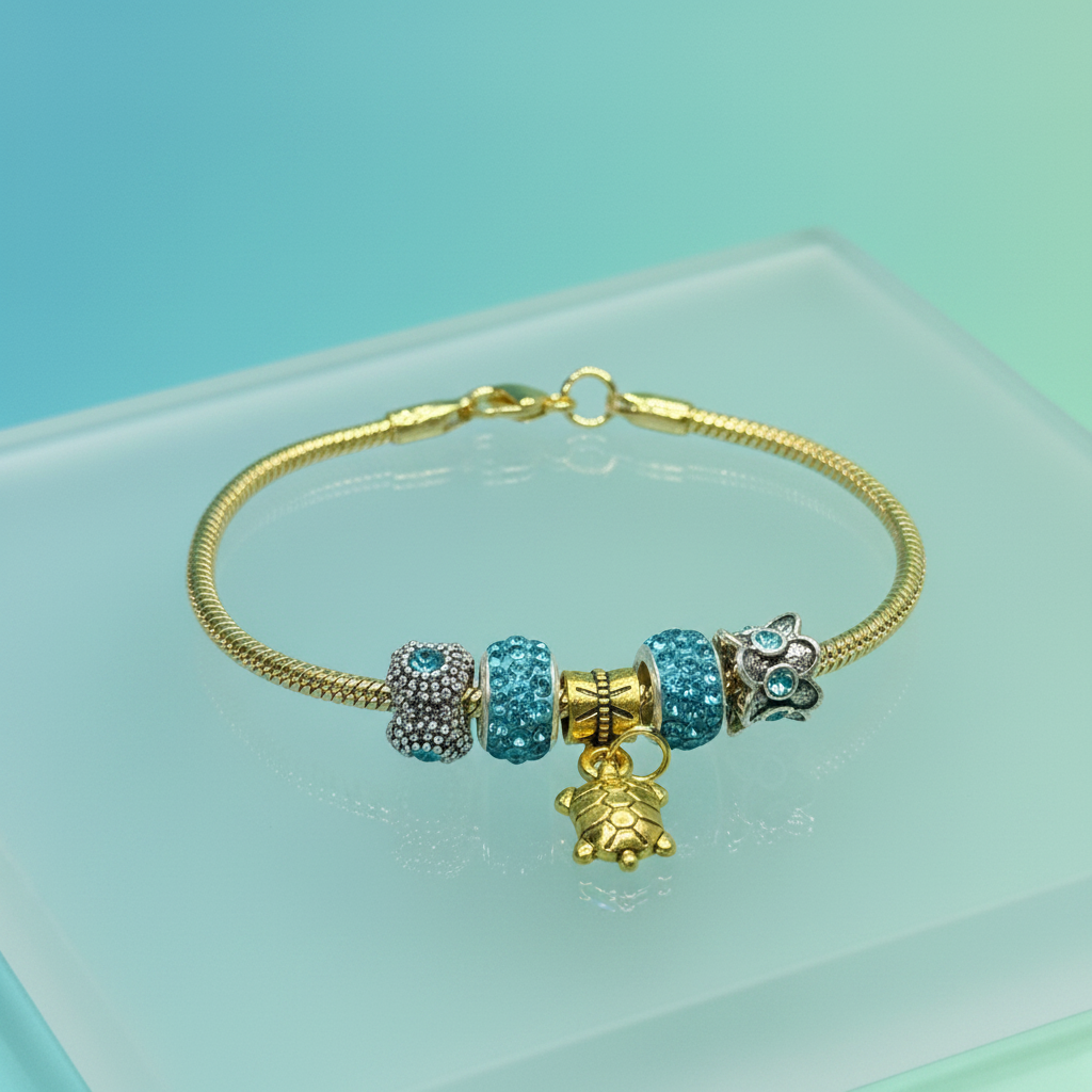 Aqua bracelet - frosted glass