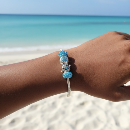 Aqua crown bracelet on wrist