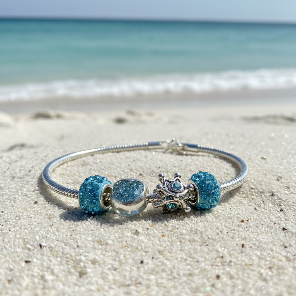 Aqua crown bracelet