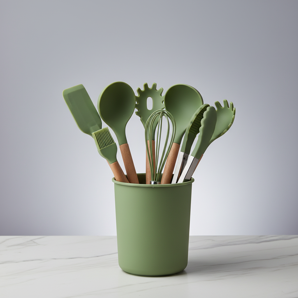 Avocado Green Silicone Utensils Set