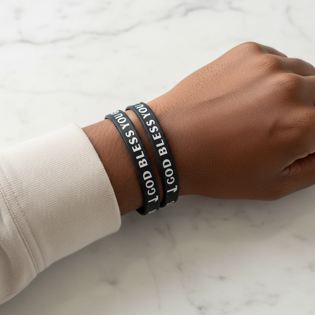 Black Bracelets - White Marble Worn Shot
