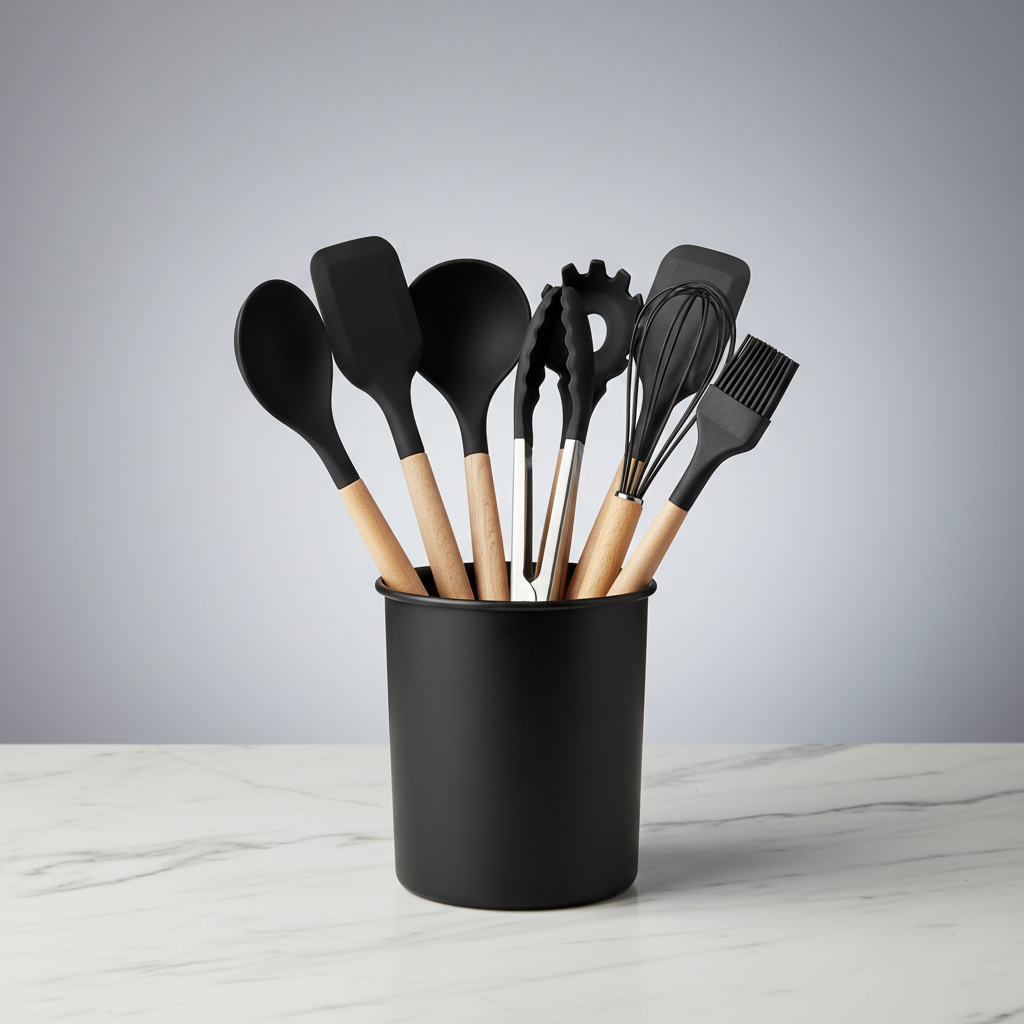 Black Silicone Utensils Set