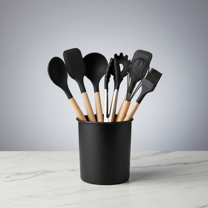 Black Silicone Utensils Set