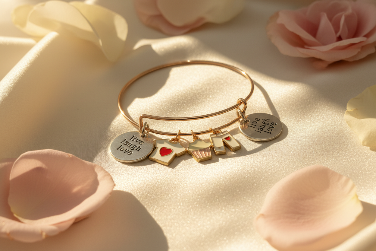 Charm Bracelet – Silk & Roses Background