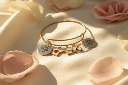 Charm Bracelet – Silk & Roses Background