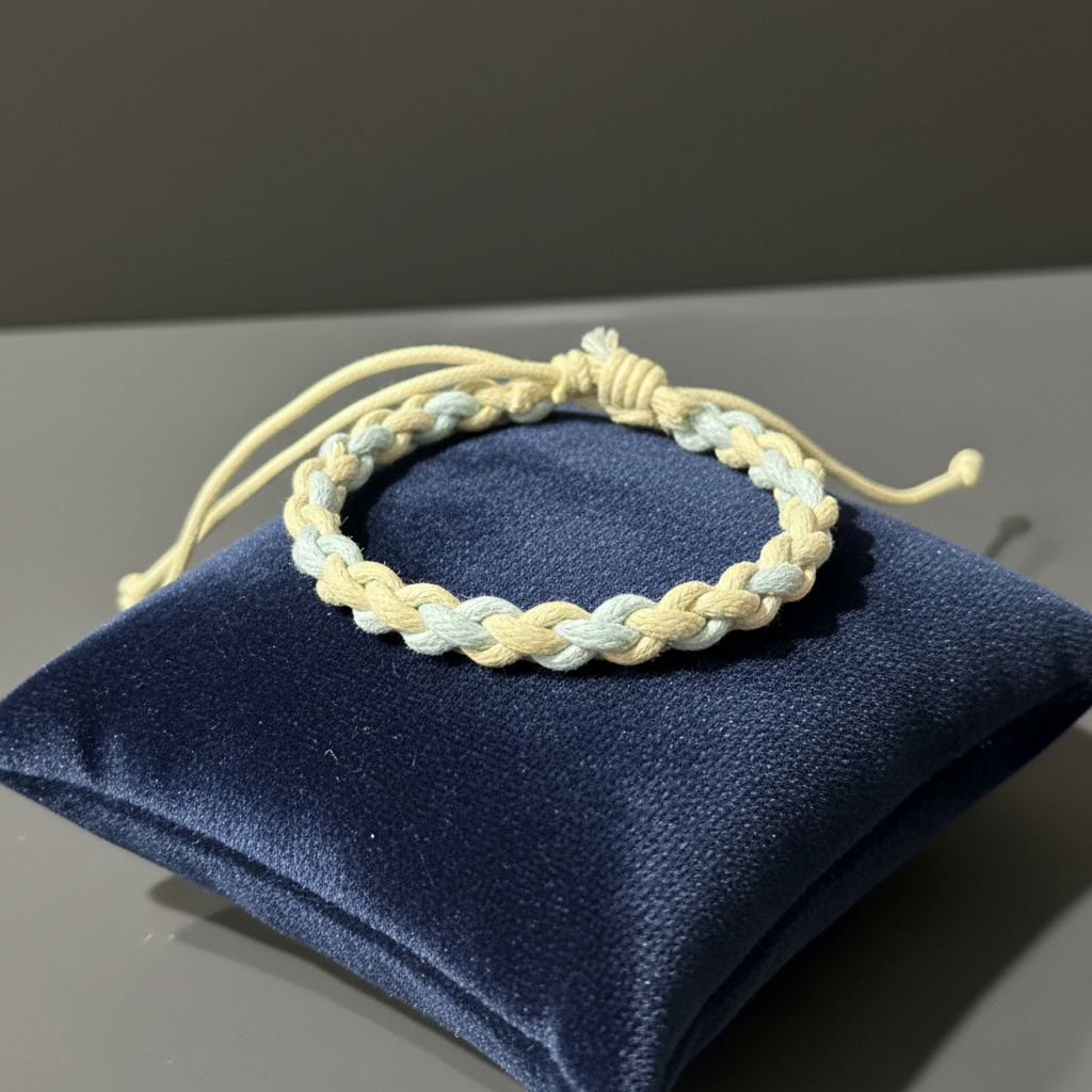 Cream Blue Braid - Product Shot