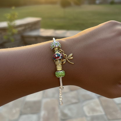 Dragonfly bracelet on wrist