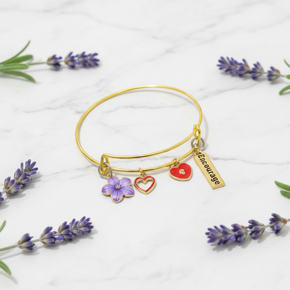 Encourage bracelet - white marble with lavender