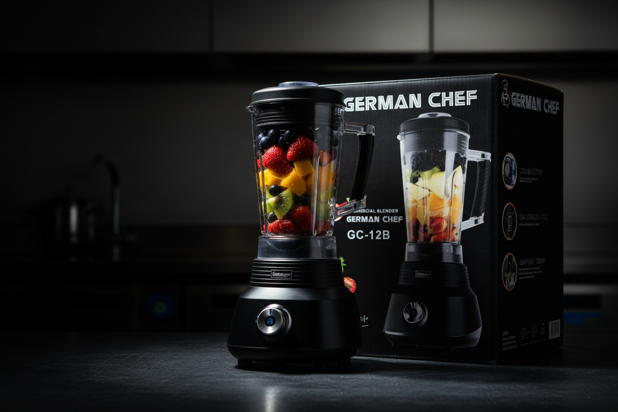 GC-12B blender and box dark moody