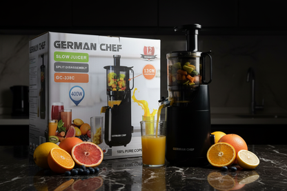 GC-338C juicer and box dark moody
