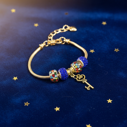 Gold Bracelet Extra Length with Charms