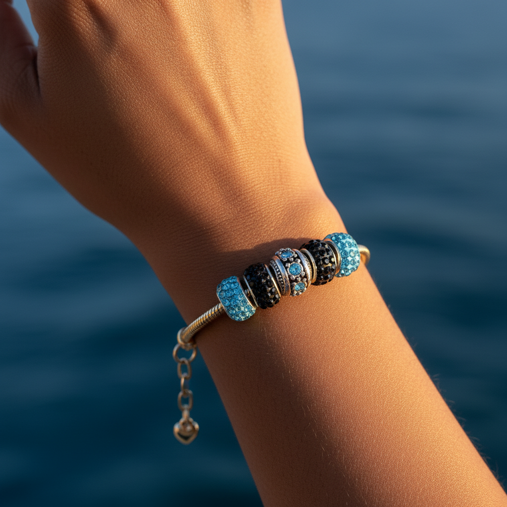 Gold Bracelet Extra Length with Charms