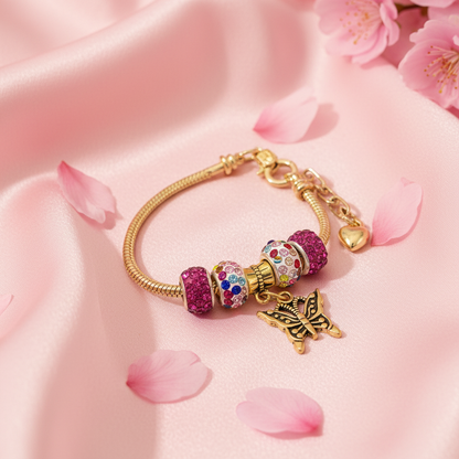 Gold Bracelet Extra Length with Charms