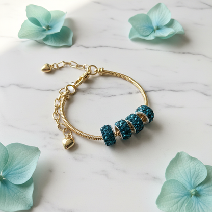 Gold Bracelet Extra Length with Charms