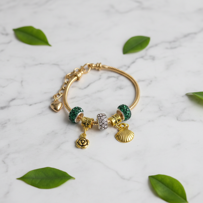 Gold Bracelet Extra Length with Charms