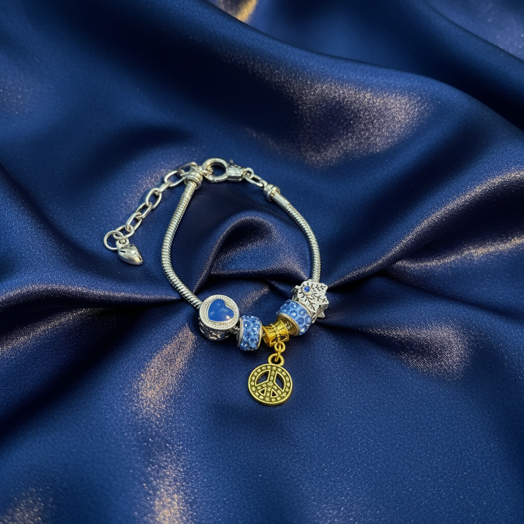 Silver Bracelet Extra Length with Charms