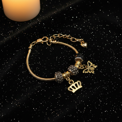 Gold Bracelet Extra Length with Charms