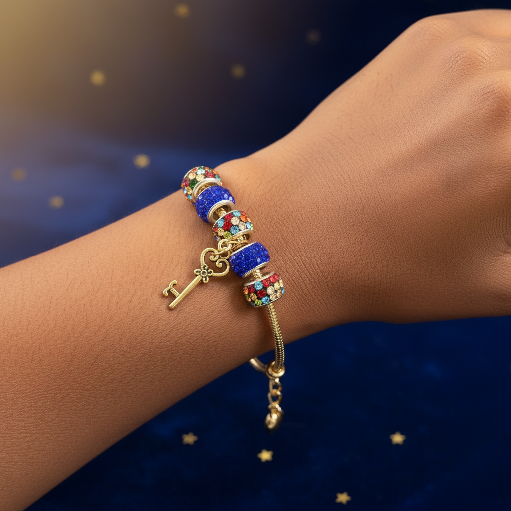 Gold Bracelet Extra Length with Charms