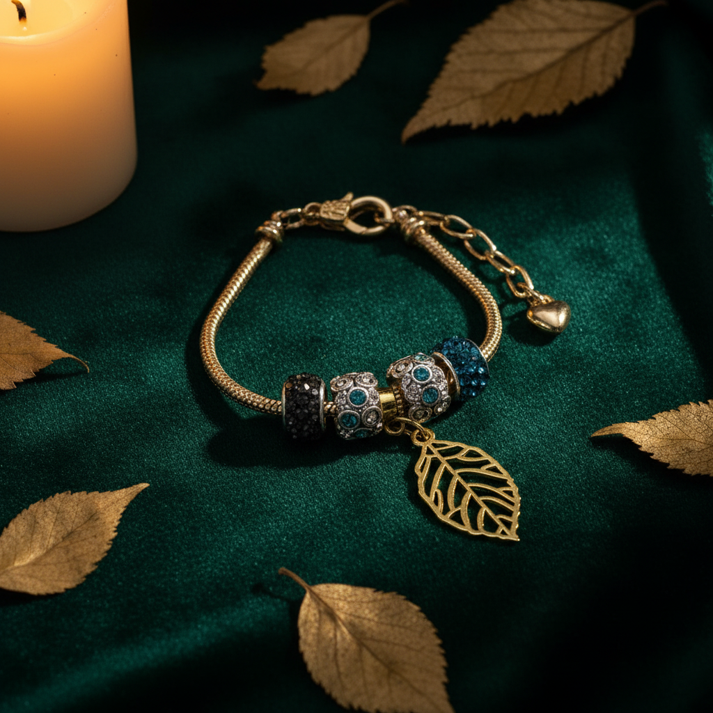 Gold Bracelet Extra Length with Charms