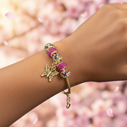 Gold Bracelet Extra Length with Charms