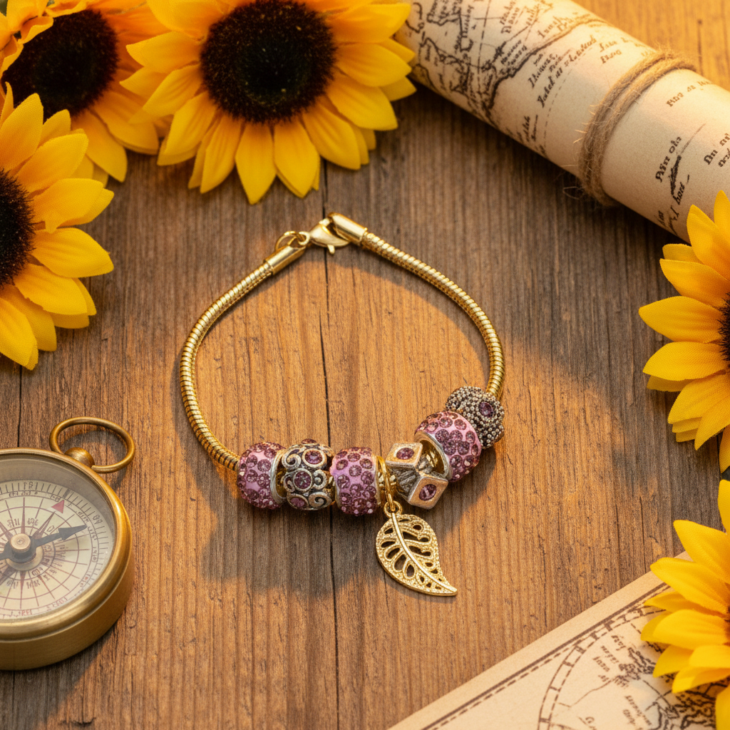 Gold Bracelet with Charms
