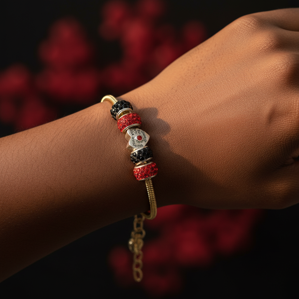 Gold Bracelet Extra Length with Charms