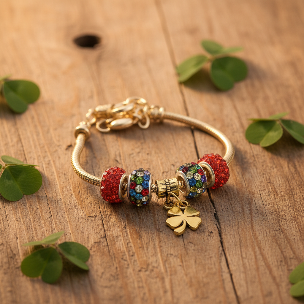 Gold Bracelet Extra Length with Charms