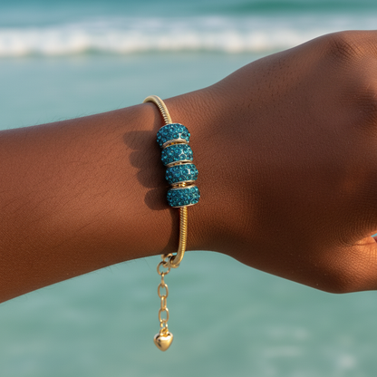 Gold Bracelet Extra Length with Charms