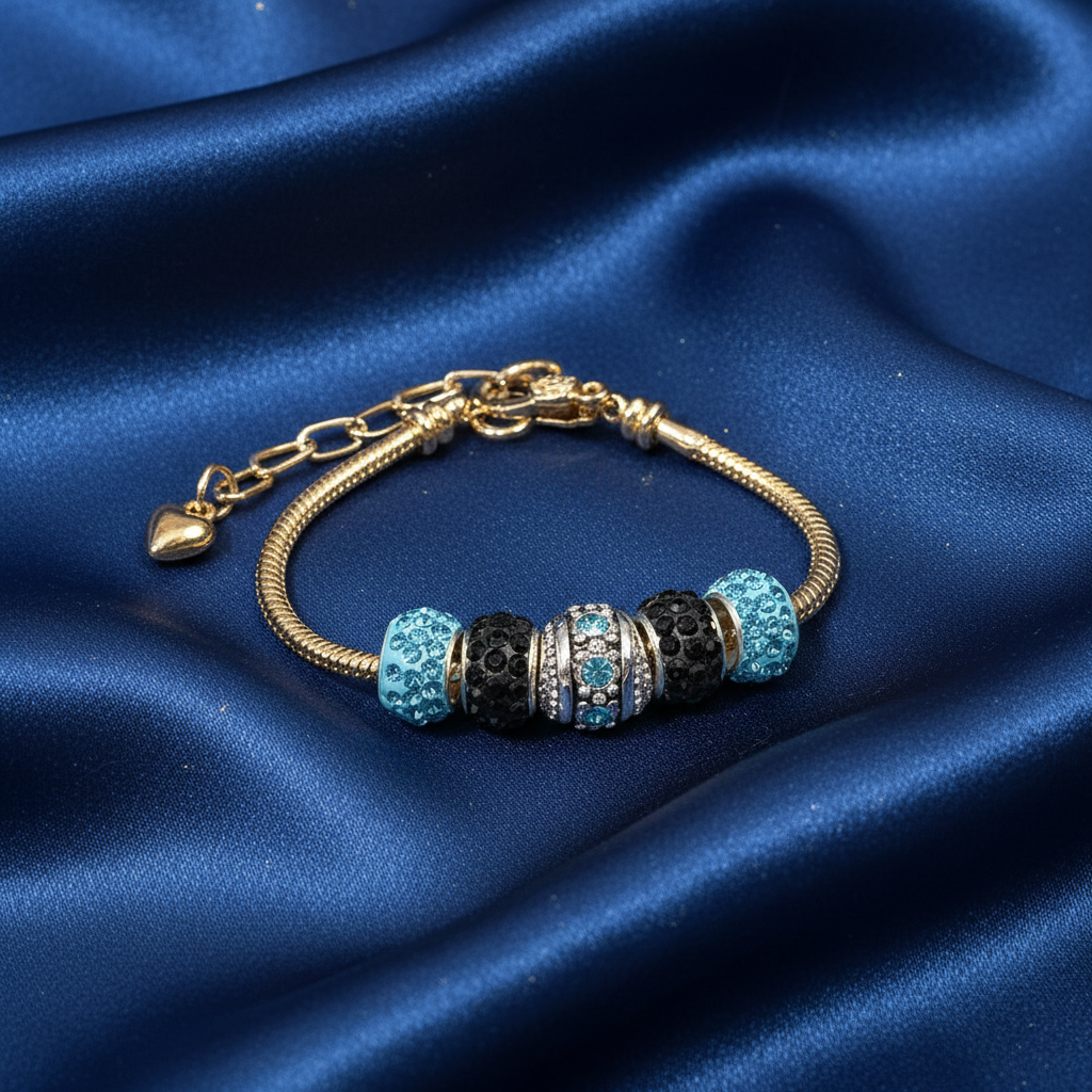 Gold Bracelet Extra Length with Charms