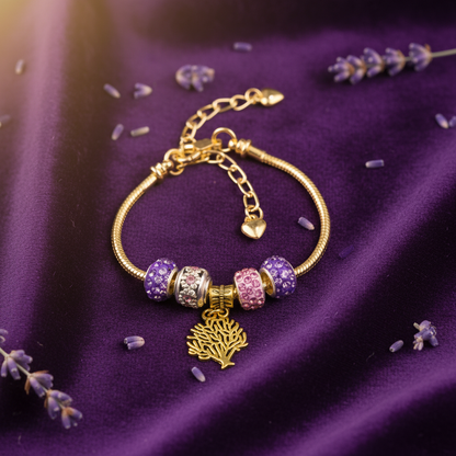 Gold Bracelet Extra Length with Charms