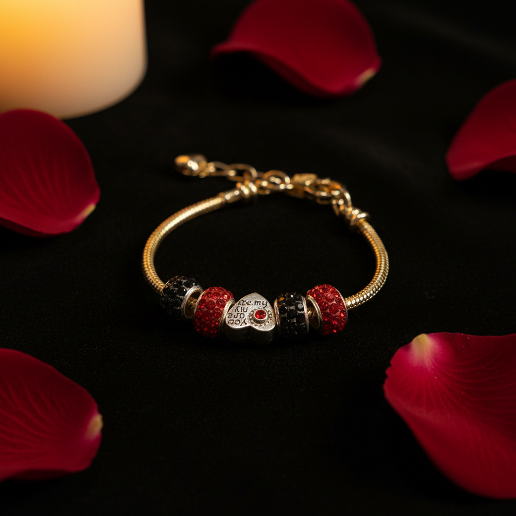 Gold Bracelet Extra Length with Charms