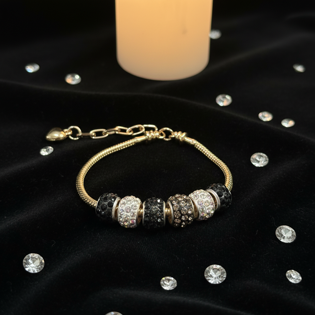 Gold Bracelet Extra Length with Charms