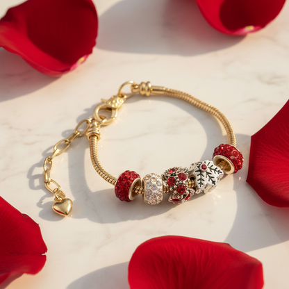 Gold Bracelet Extra Length with Charms