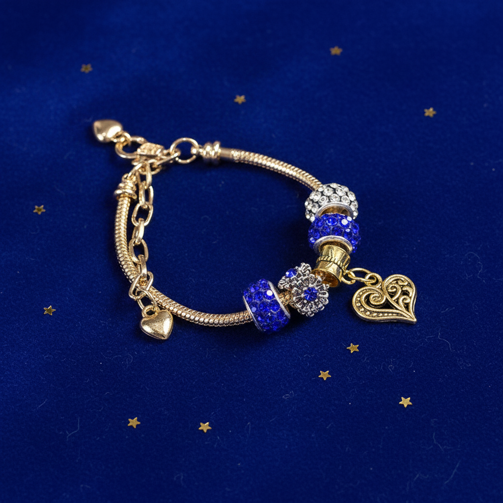 Gold Bracelet Extra Length with Charms