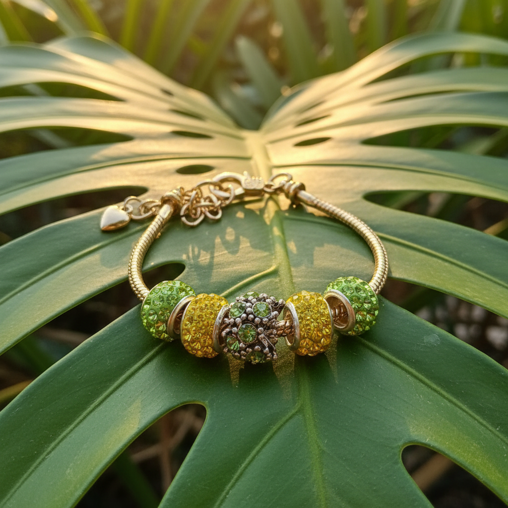 Gold Bracelet Extra Length with Charms