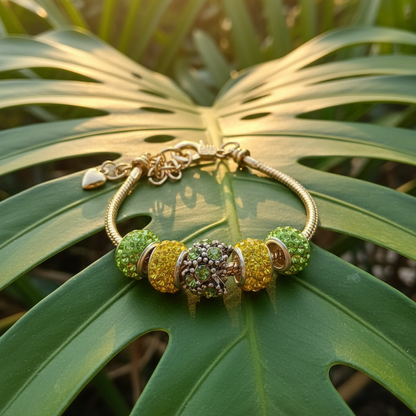 Gold Bracelet Extra Length with Charms