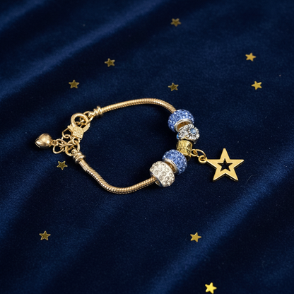Gold Bracelet Extra Length with Charms