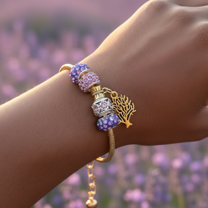 Gold Bracelet Extra Length with Charms