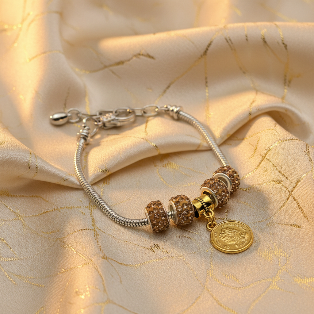Gold coin bracelet - satin candlelight