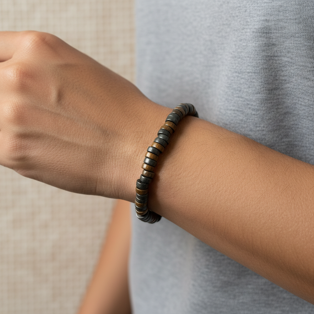 Gold Gunmetal Disc Bracelet - Worn Shot
