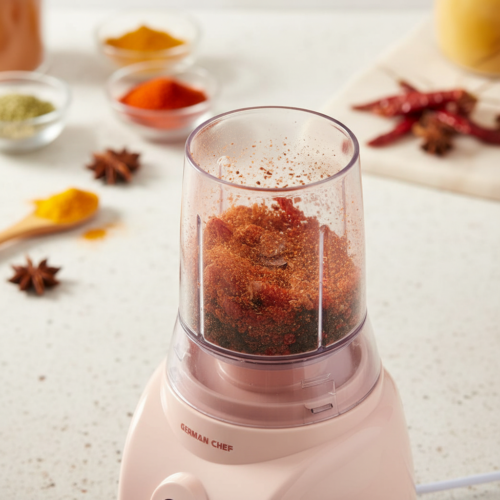 Grinder close-up with spices