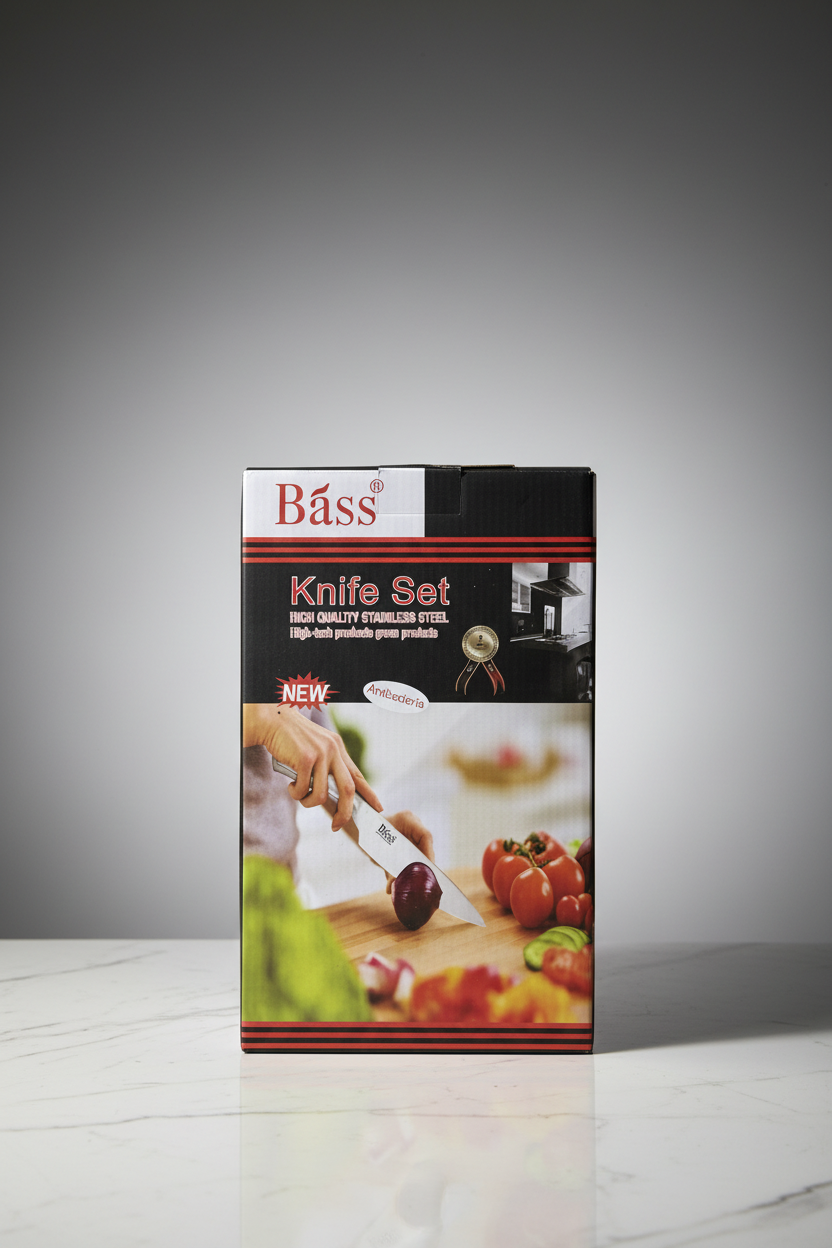 Bass Knife Set box studio shot