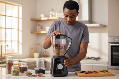 Man grinding dry spices