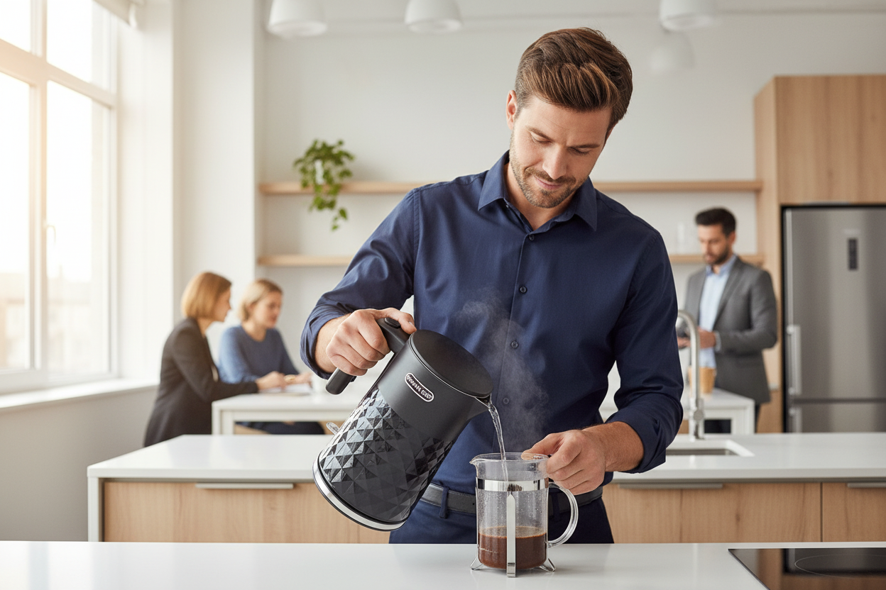 Man making coffee with kettle