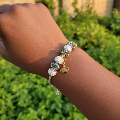 Multicolour crown bracelet on wrist