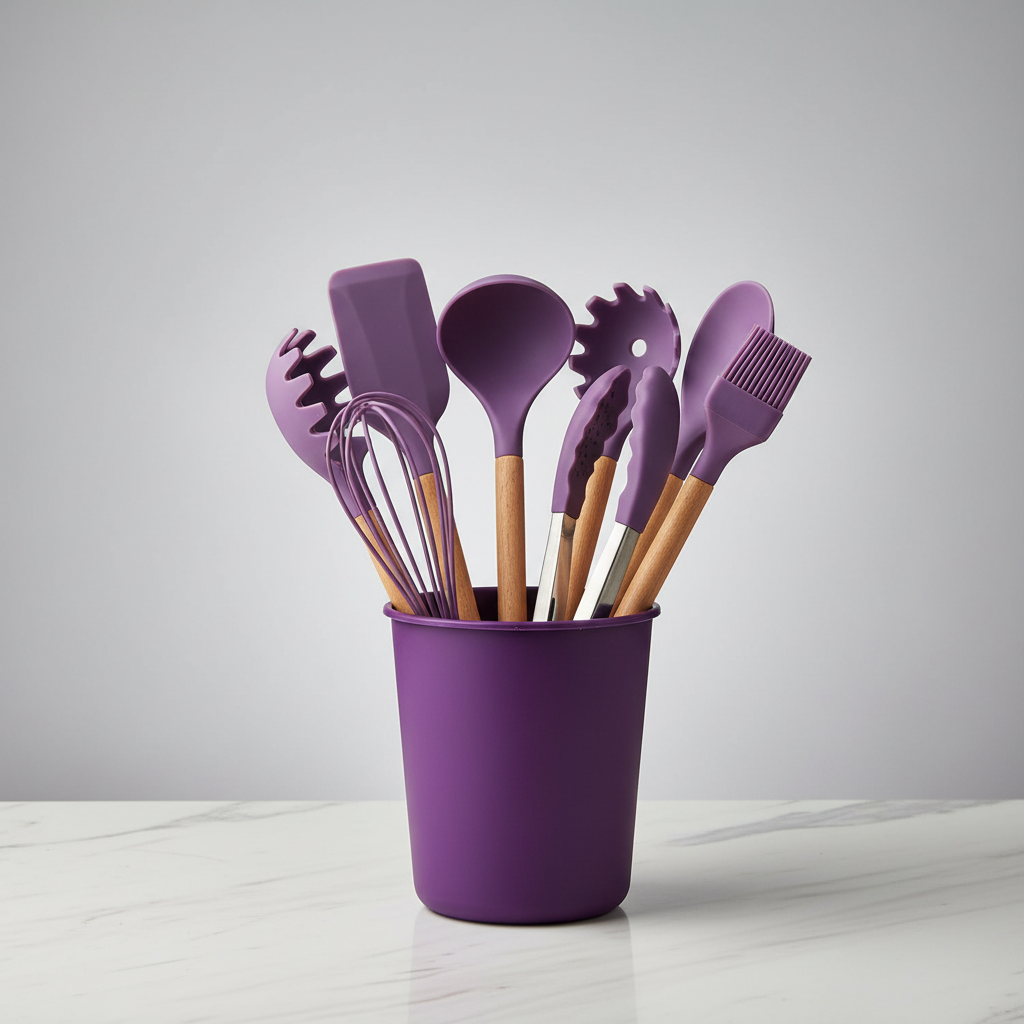 Purple Silicone Utensils Set