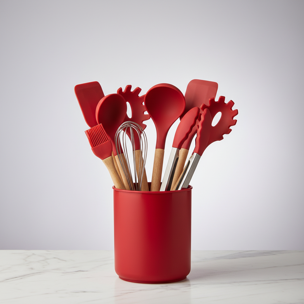 Red Silicone Utensils Set