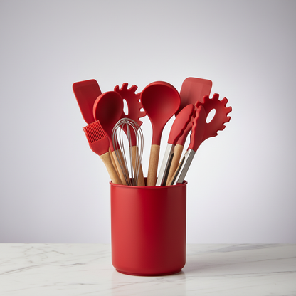 Red Silicone Utensils Set